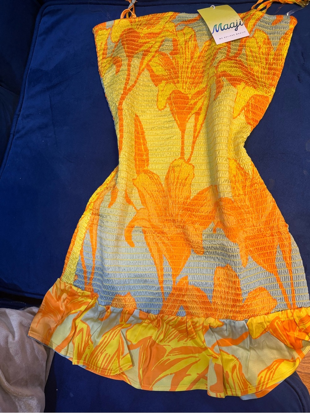 Maaji Yellow & Orange Floral Smocked One-Piece Dress